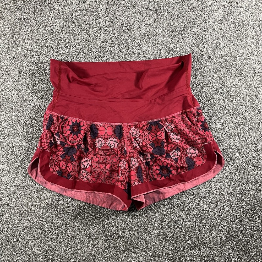 Lululemon Speed Shorts Pink Floral Print Running Athletic Women’s Size 8